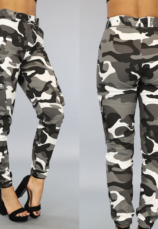 Grijs/Witte Camouflage Cargo Jeans