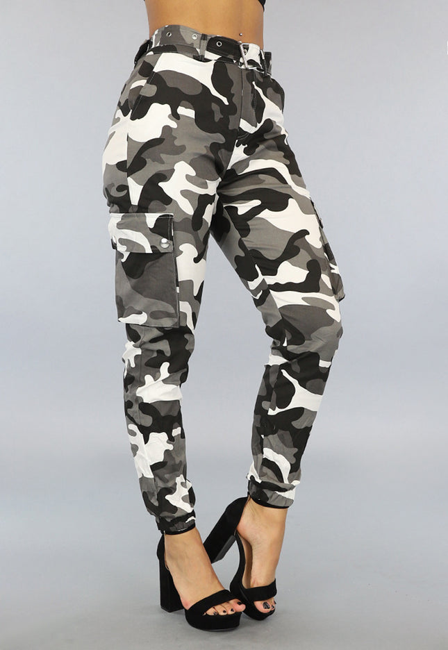 Grijs/Witte Camouflage Cargo Jeans
