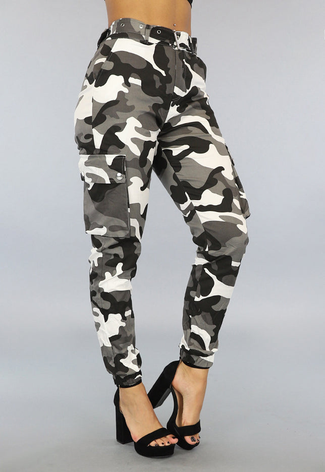 Grijs/Witte Camouflage Cargo Jeans