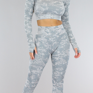 Grijze Camouflage Driedelige Sportset