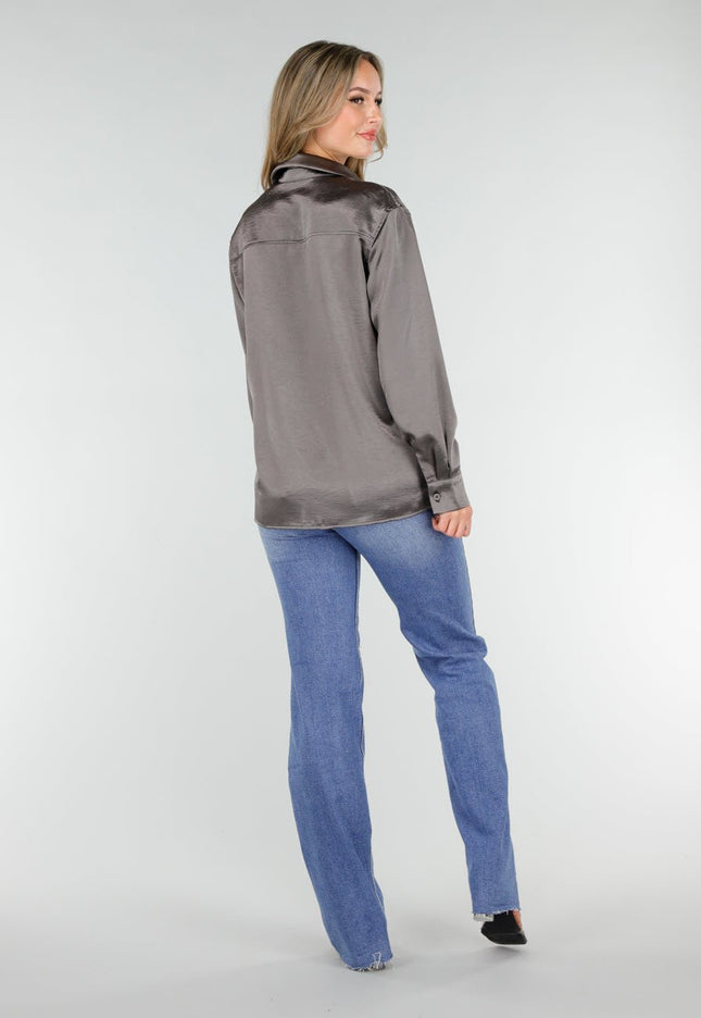 Grijze Satijnen Blouse