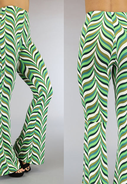 Groene Retro Tall Broek met Flair Pijpen