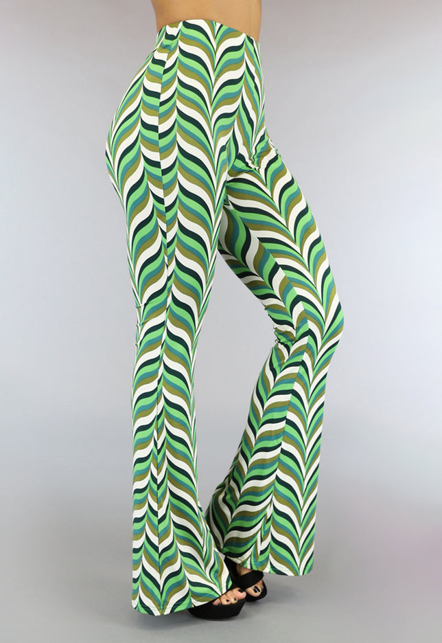 Groene Retro Tall Broek met Flair Pijpen