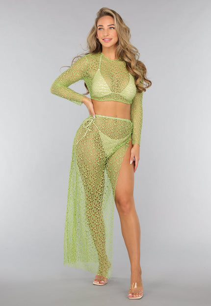 Groene Two Piece met Twist Rok