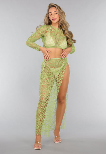 Groene Two Piece met Twist Rok