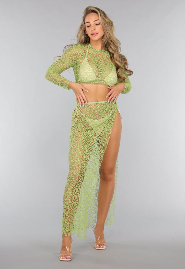 Groene Two Piece met Twist Rok