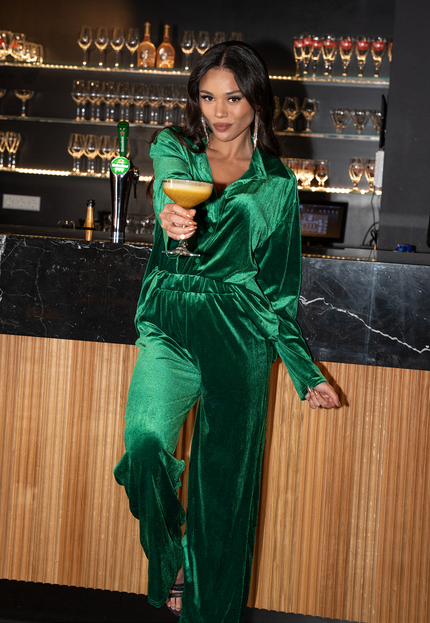 OP=OP.AV.12 Groene Velvet Co Ord Set