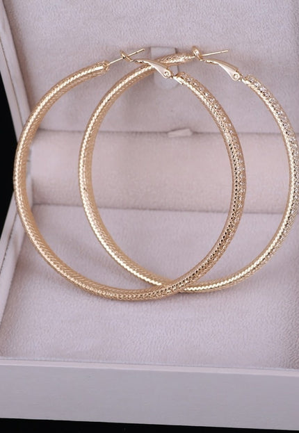 Grote Gouden Gaas Oorbellen met Strass