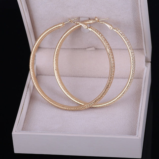 Grote Gouden Gaas Oorbellen met Strass