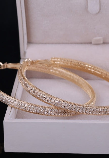 Grote Gouden Gaas Oorbellen met Strass