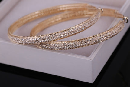 Grote Gouden Gaas Oorbellen met Strass