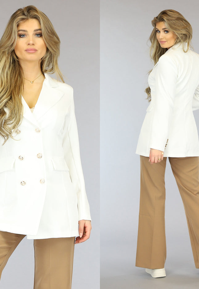 OP=OP.10.NL Halflange Witte Button Blazer