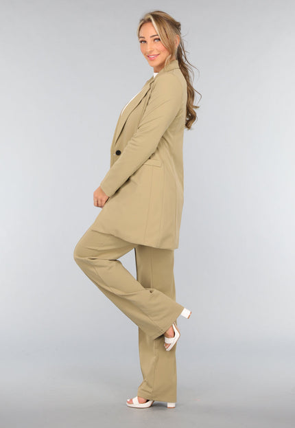 OP=OP.38.NL Khaki Stretch Blazer met Schoudervulling