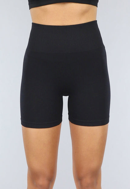 Kort Zwart Ribstof Sport Broekje