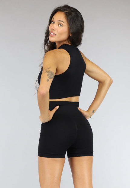Kort Zwart Ribstof Sport Broekje