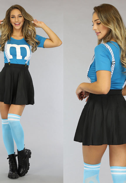 CARNA35 Blauwe M&M Kostuum