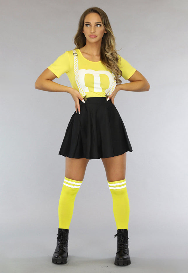 CARNA35 Gele M&M Kostuum