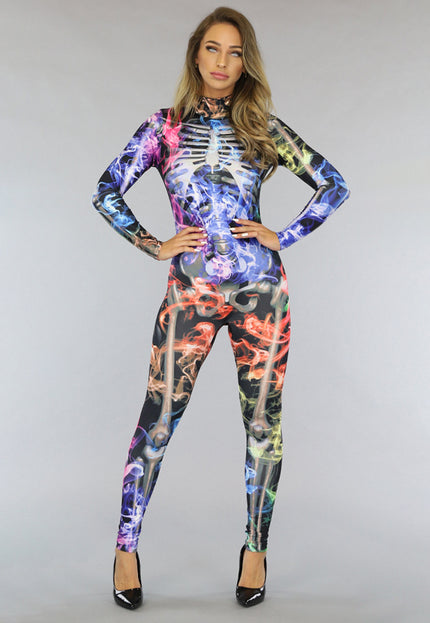 CARNA35 Kleurrijk Skelet Kostuum