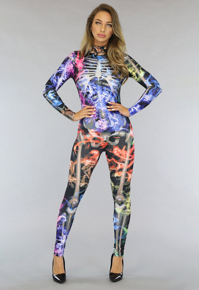 CARNA35 Kleurrijk Skelet Kostuum