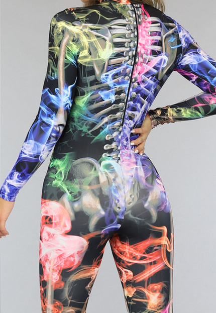 CARNA35 Kleurrijk Skelet Kostuum