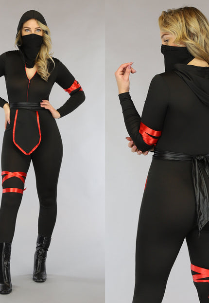 CARNA40 Ninja Catsuit Kostuum met Capuchon