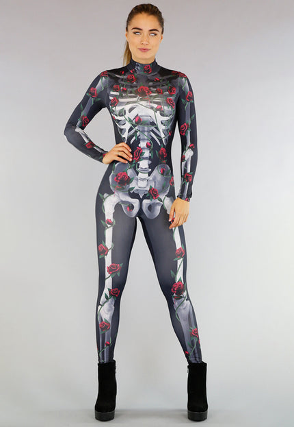 CARNA30 Roses Skelet Jumpsuit Kostuum
