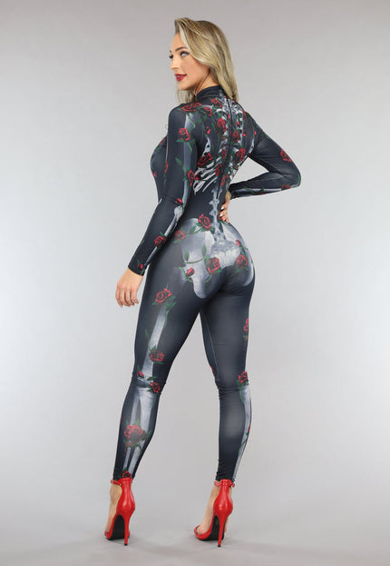 CARNA30 Roses Skelet Jumpsuit Kostuum