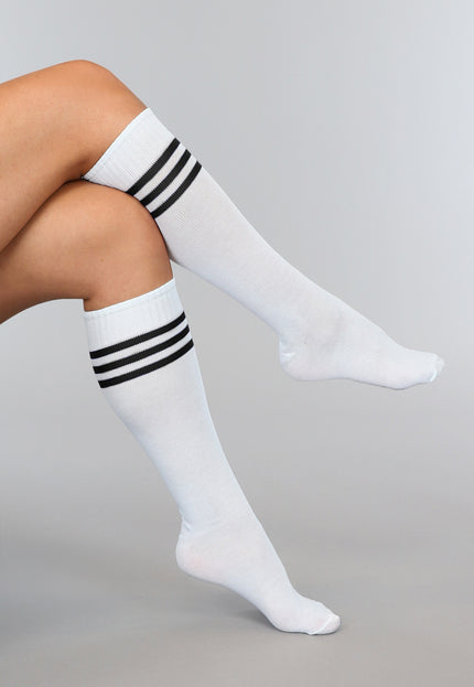 KOSTUUM Sporty Witte Kousen met Zwarte Strepen