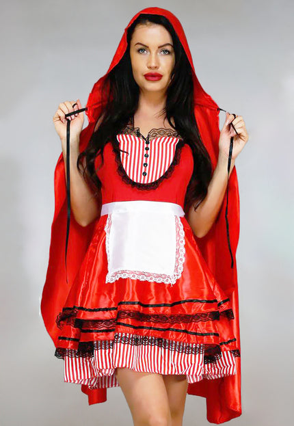 CARNA50 Strapless Roodkapje Kostuum met Cape