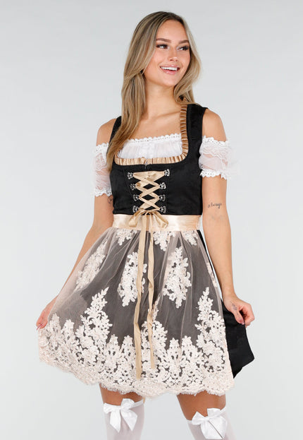 KOSTUUM Zwart Beige Oktoberfest Jurkje