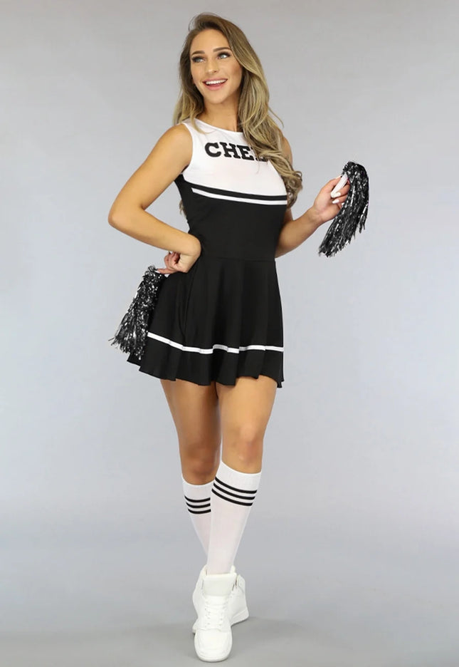 CARNA30 Zwart Cheerleader Kostuum