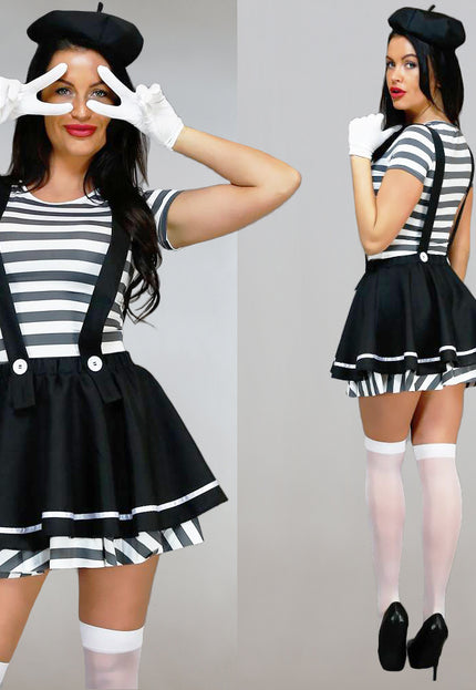 CARNA15 Zwart/Wit Mime Kostuum