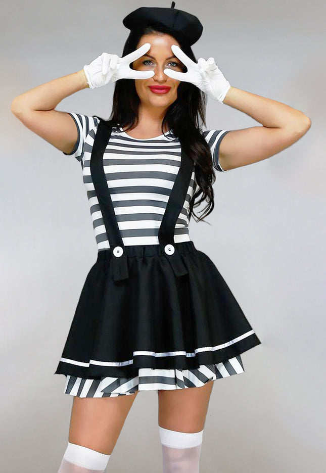 CARNA15 Zwart/Wit Mime Kostuum