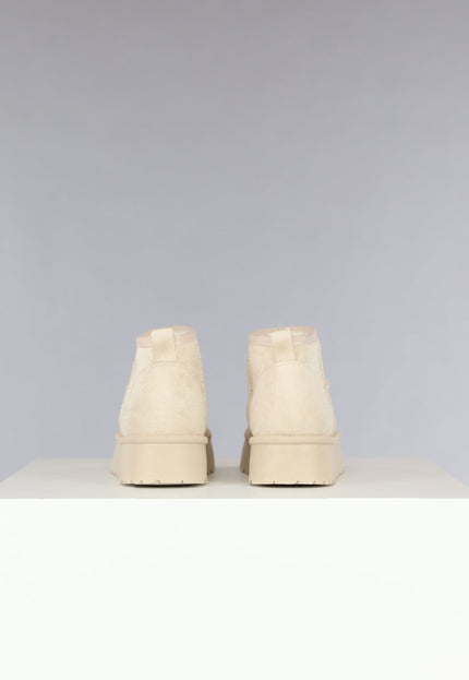 Lage Beige Suèdelook Winterlaarsjes met Bont