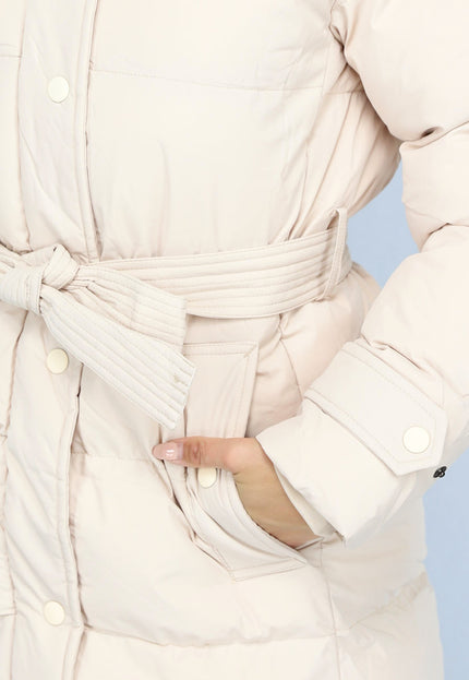 WINTER Lange Gewatteerde Beige Winterjas