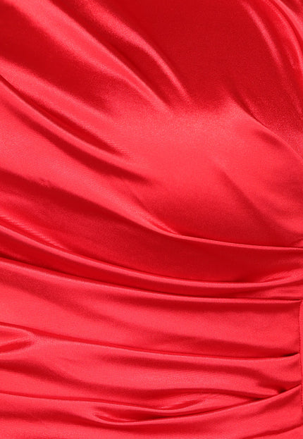 OP=OP.43.NL Lange Rode Satijnen Jurk met Split