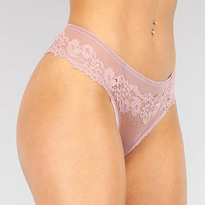 Lichtroze Mesh String met Kanten Details