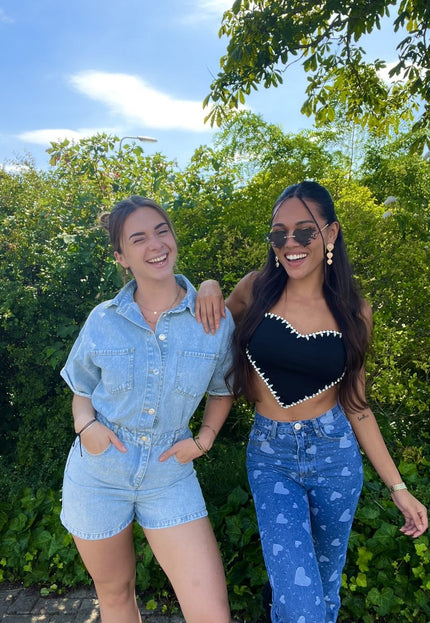 Luxe Zwarte Festival Zonnebril met Vlammend Hart