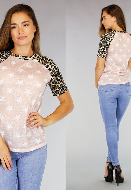 MANCO Casual Shirt met Panterprint en Sterren
