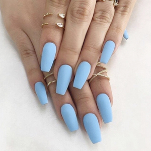 OP=OP.47.NL Matte Babyblauwe Kunst Nagels