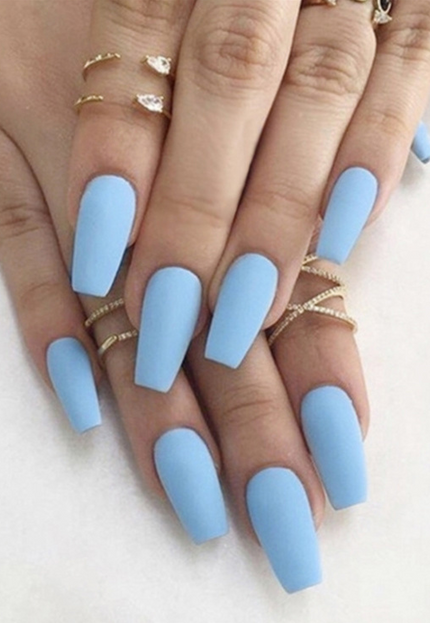 OP=OP.47.NL Matte Babyblauwe Kunst Nagels