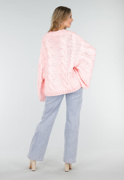 OP=OP.AV.10 Roze Trui met Kabelpatroon