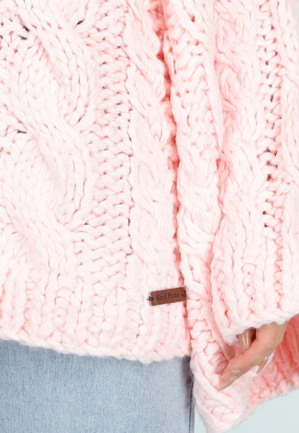 OP=OP.AV.10 Roze Trui met Kabelpatroon