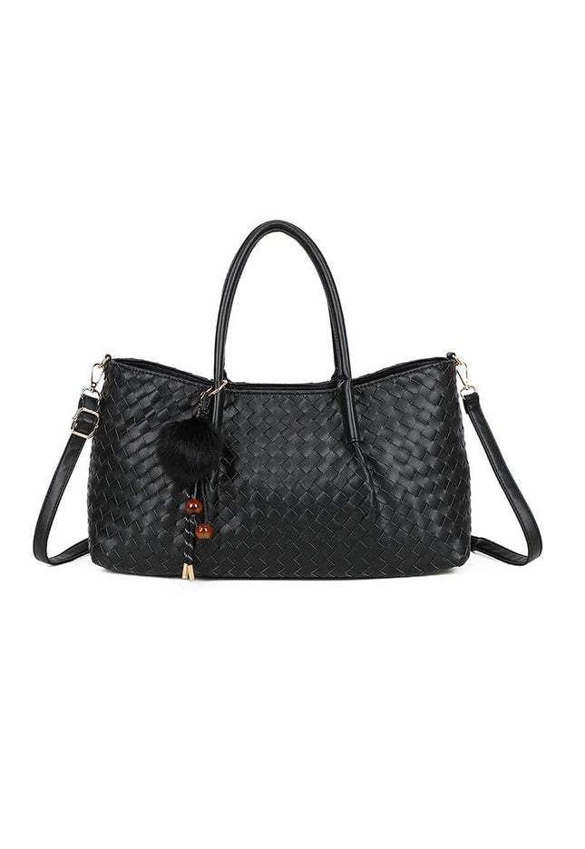 OP=OP.07.NL Zwarte Shopper Tas Gevlochten