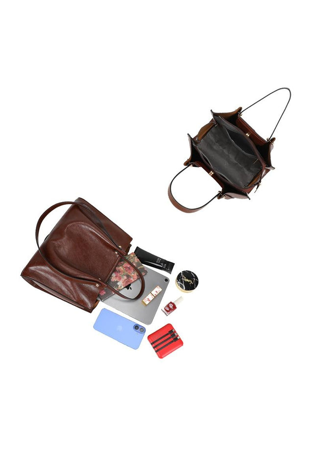 OP=OP.07.NL Bruine Schoudertas Shopper