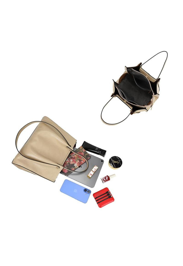 OP=OP.07.NL Beige Shopper Tas met Hengsels