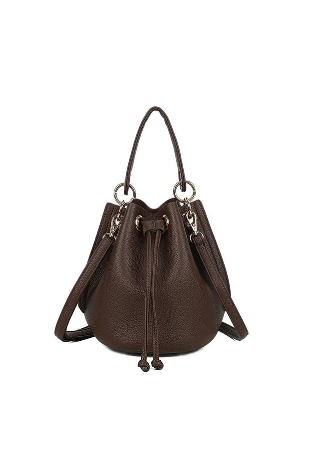 OP=OP.07.NL Bruine Bucket Bag met Trekkoord