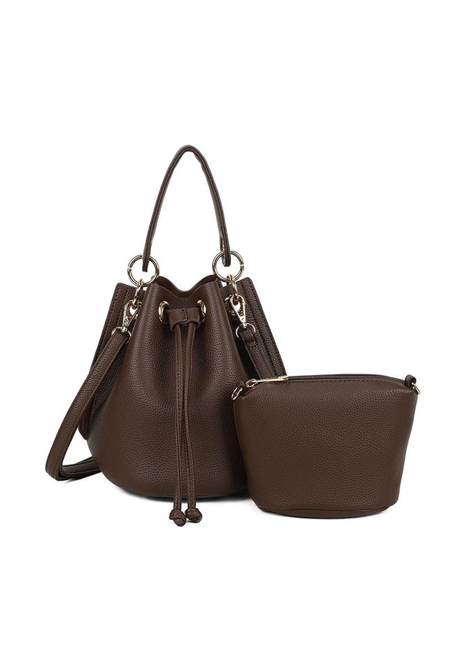 OP=OP.07.NL Bruine Bucket Bag met Trekkoord