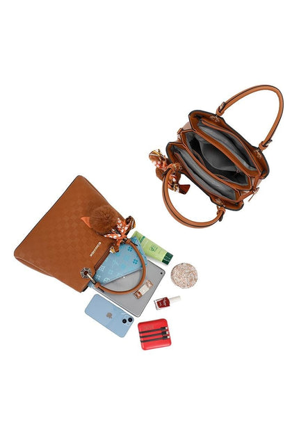 OP=OP.07.NL Bruine Handtas met Ruitjes