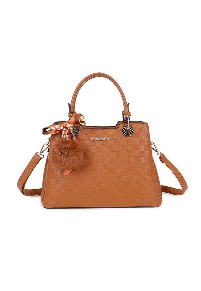 OP=OP.07.NL Bruine Handtas met Ruitjes